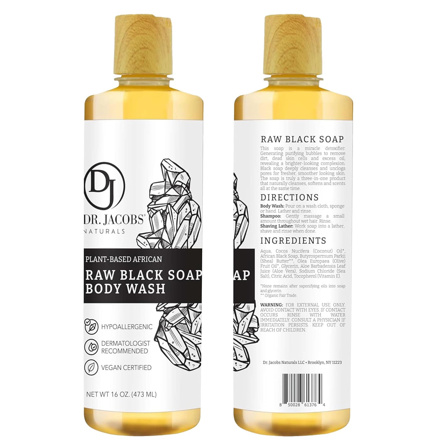 Dr Jacobs Naturals Authentic African Raw Black Soap, All-In-One Cleanser for Face Wash, Sensitive Skin Body Wash, Shampoo, Shaving Soap | Shea Butter
