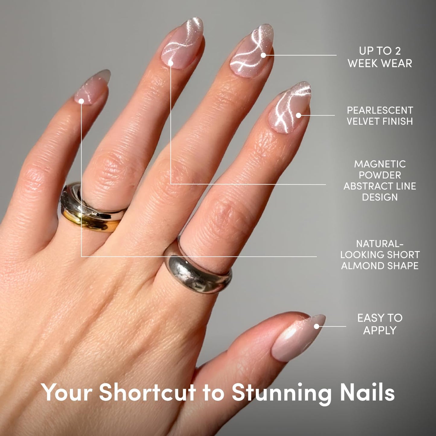 Glamnetic Press On Nails - Short Almond Fake Nails | Velvet Magnetic Abstract Nails, Salon Quality Press On Nails Kit with Glue | Woo-Man! - 30 Nail Beauty and Personal Care Glamnetic