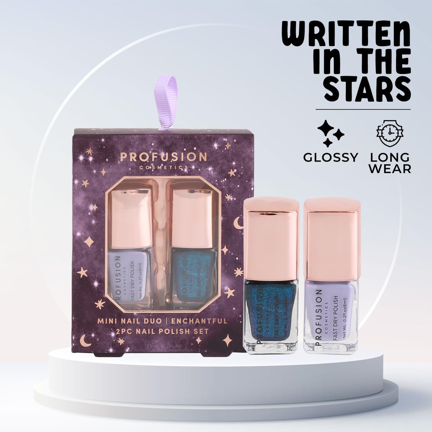 Profusion Cosmetics Written in the Stars Enchantful Mini Nail Duo, Get Glossy, Shiny Manicured Look with Richly Pigmented, Fast Drying Nail Polishes Beauty & Personal Care Profusion Cosmetics