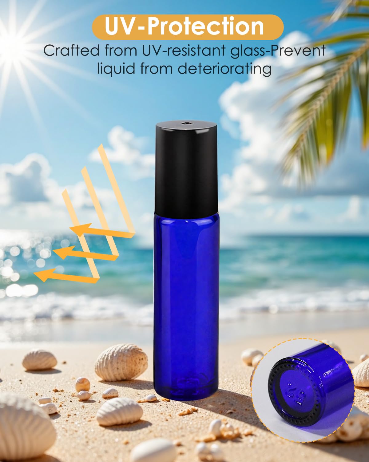 Worldgsb 25 Pack Essential Oil Roller Bottles, 10ml Refillable Glass Roller Bottles with Stainless Steel Roller Balls and Caps for Travel, Perfume Beauty and Personal Care Worldgsb