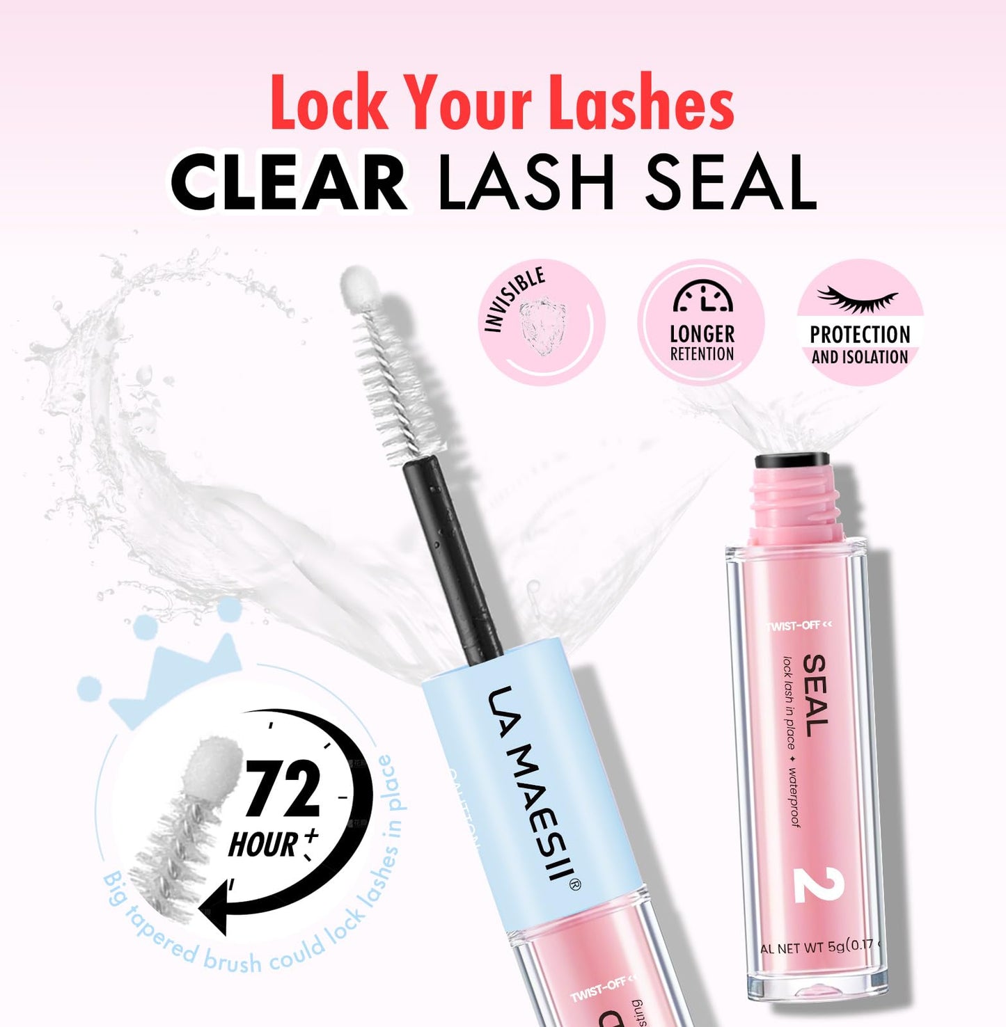 LA MAESII Lash Bond and Seal 10ML, Lash Cluster Glue Waterproof,Long Lasting Lash Glue for Eyelash Clusters,2 in 1 Eyelash Glue Quick Dry Latex Free Beauty and Personal Care La Maesii
