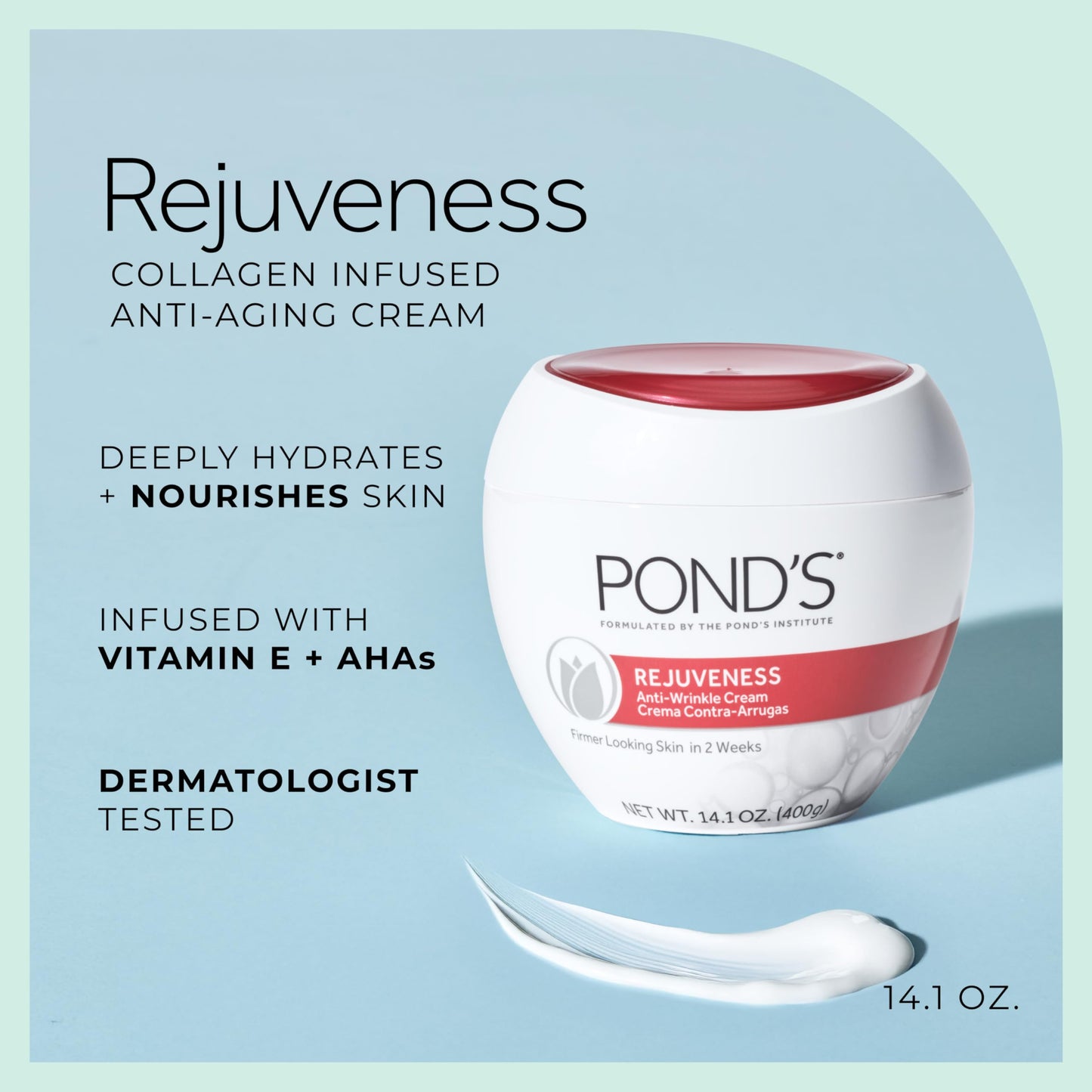 POND’S Rejuveness Face Cream - Anti-Aging Face Moisturizer with AHA’s, Vitamin E & Collagen - Daily Wrinkle Cream for Women - Hydrating Collagen Face Beauty and Personal Care POND'S
