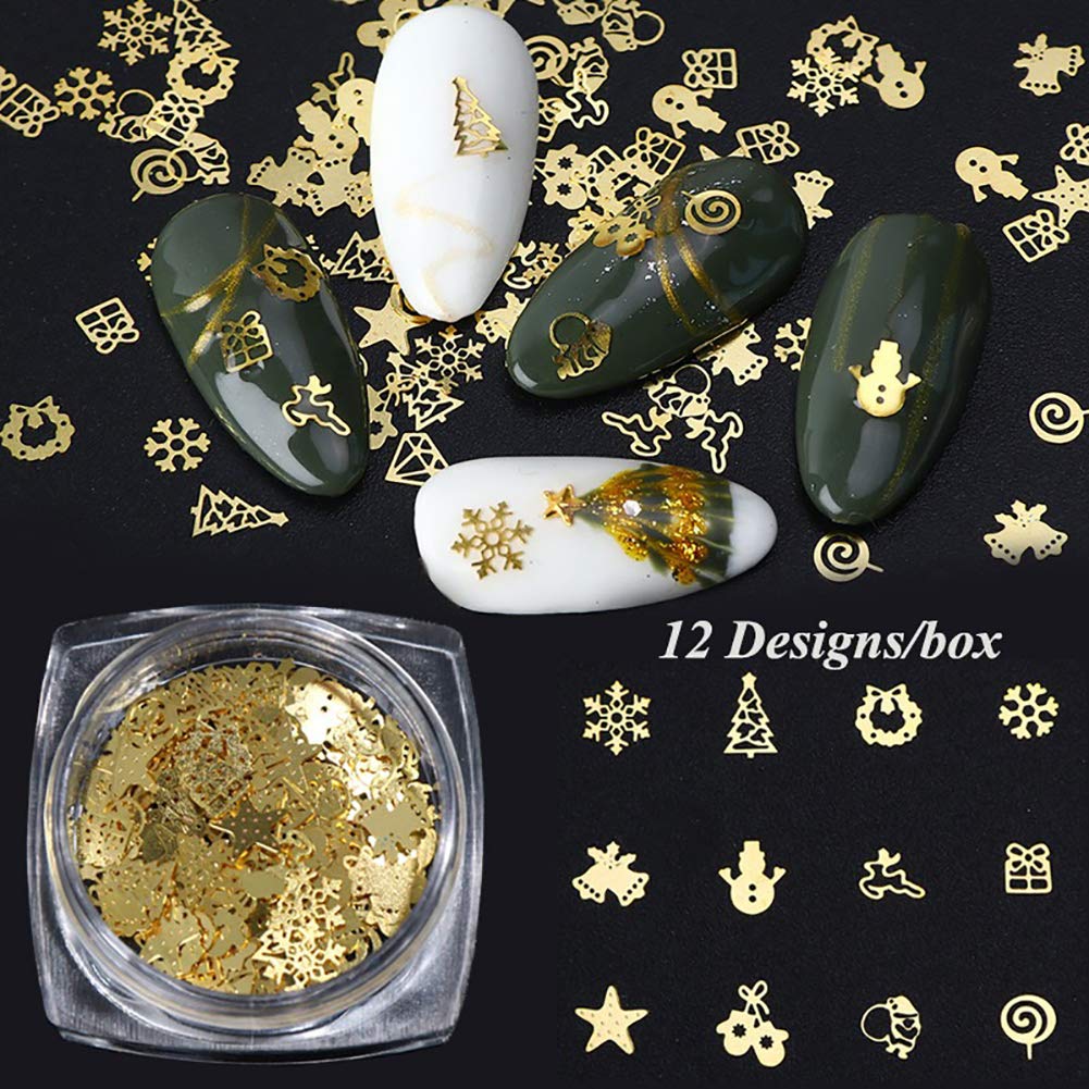 Simliber 1 Sets/3Boxes 3D Snowflake Sequins for Nail Art Decoration Glitter Set Sparkly DIY Nail Accessories Christmas Nail Designs Trendy Christmas