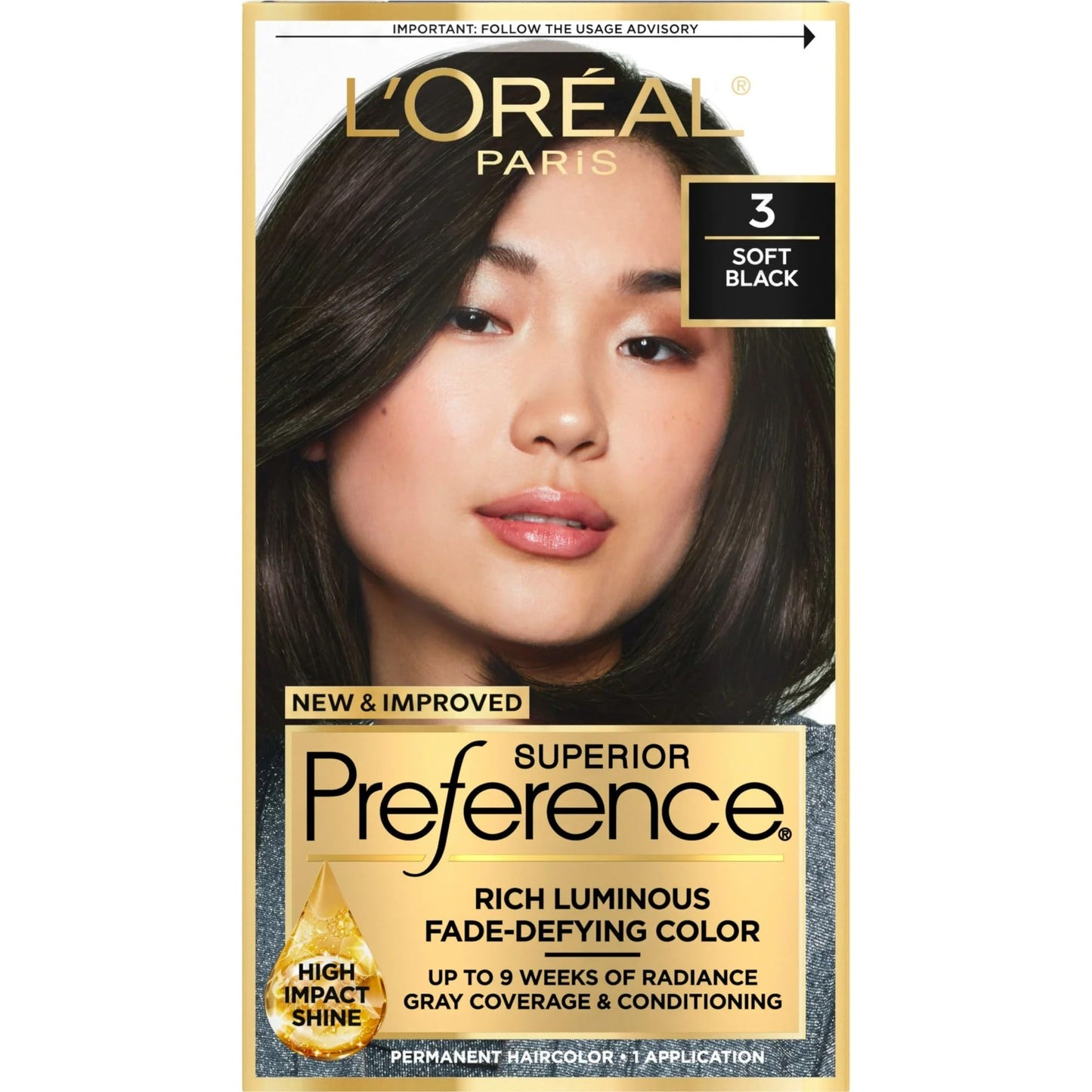 L'Oreal Paris Superior Preference Fade-Defying Color + Shine System 3 Soft Black/Natural