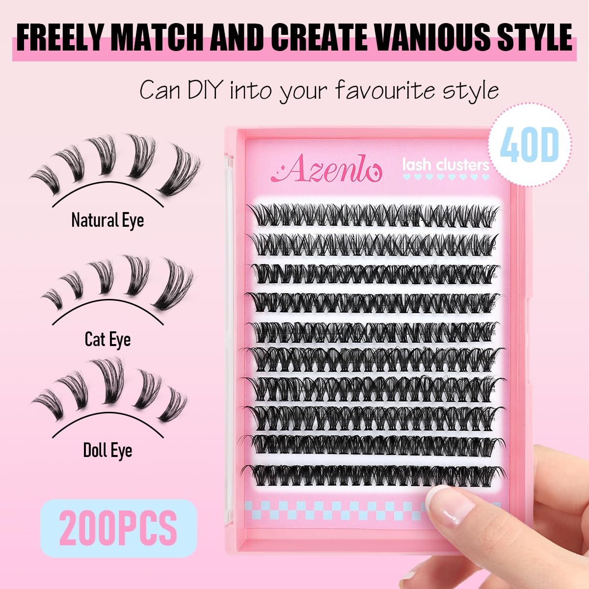 Azenlo Azenlo Natural Lash Clusters Kit Wispy Eyelash Clusters 120 pcs Cluster Eyelash Extensions C Curl Individual Lashes 10-16 mm Mix Length Natural Beauty and Personal Care Azenlo