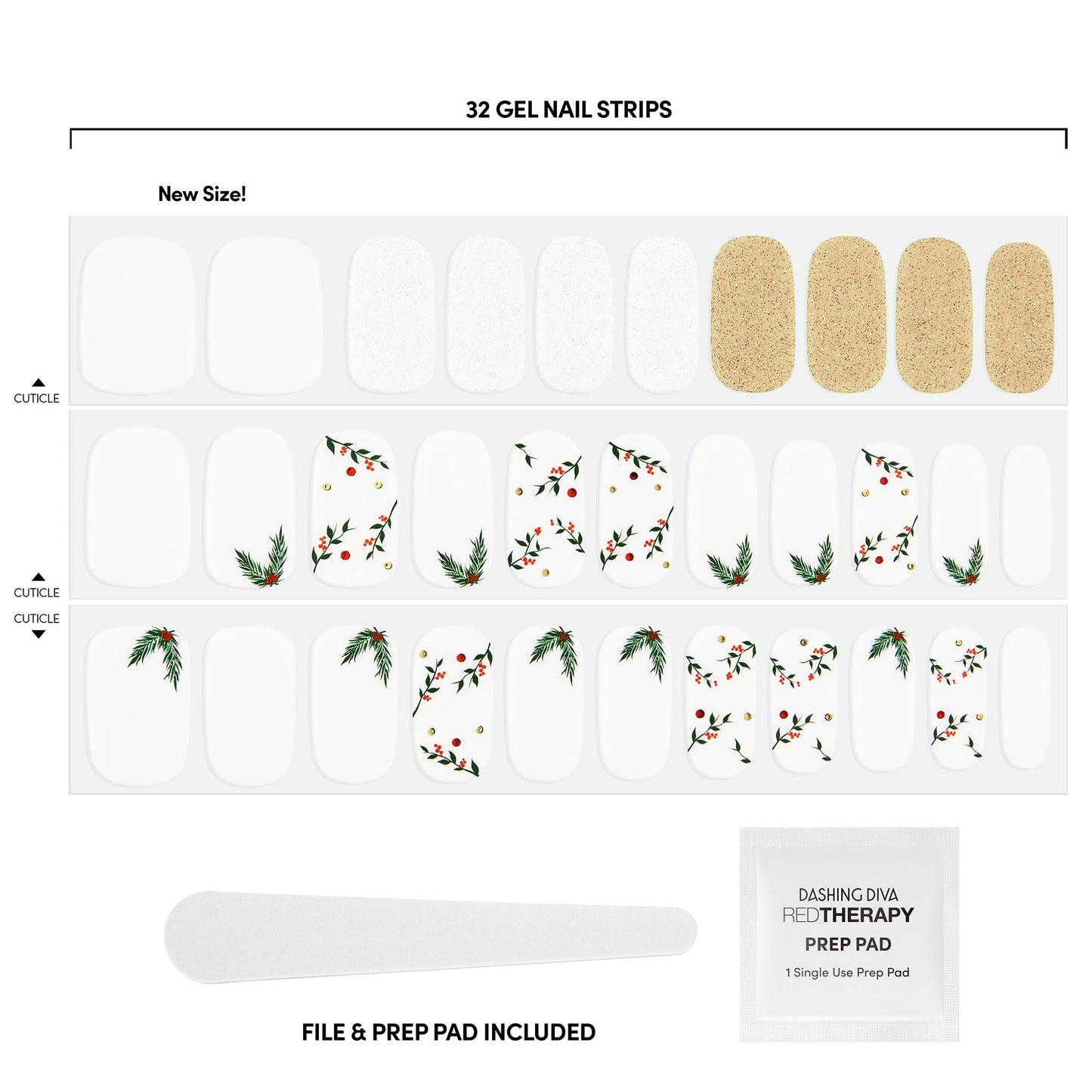 Dashing Diva Gloss Nail Strips - Mistletoe Kiss | UV Free, Chip Resistant, Long Lasting Gel Nail Stickers | Contains 32 Nail Wraps, 1 Prep Pad, 1 Nail Beauty & Personal Care Dashing Diva