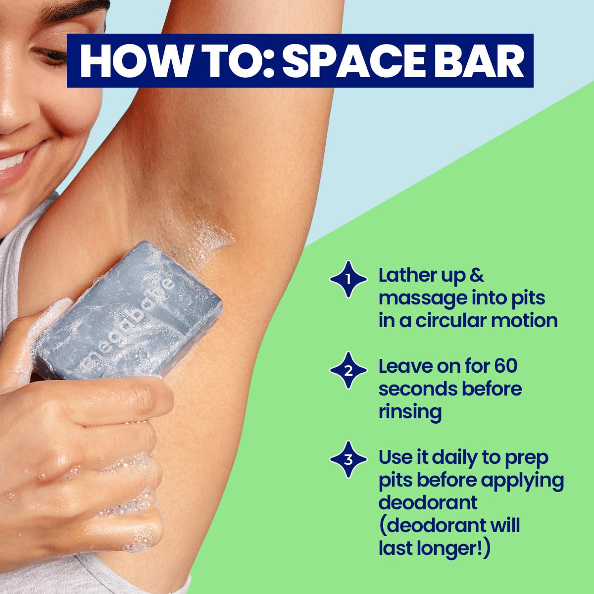 Megababe Underarm Bar Soap - Space Bar | With Detoxifying Charcoal for Odor Control | 4.5 oz - 3 Pack Beauty and Personal Care Megababe
