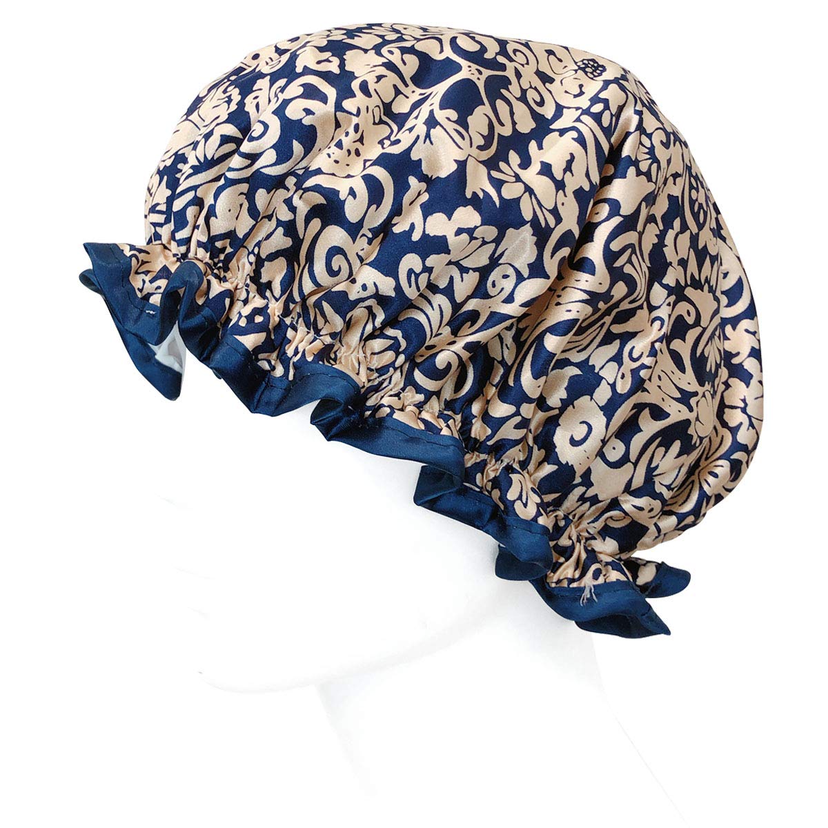 Wrapables® Stylish Double Layer Waterproof Shower Caps (Set of 4), Majestic Floral