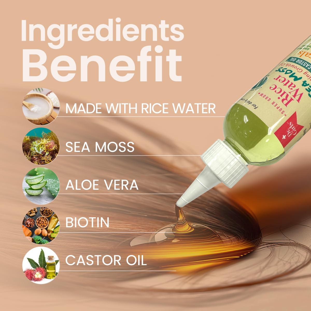 Dr.Girls Rice Water Thickening Growth Oil 6oz (Sea Moss)