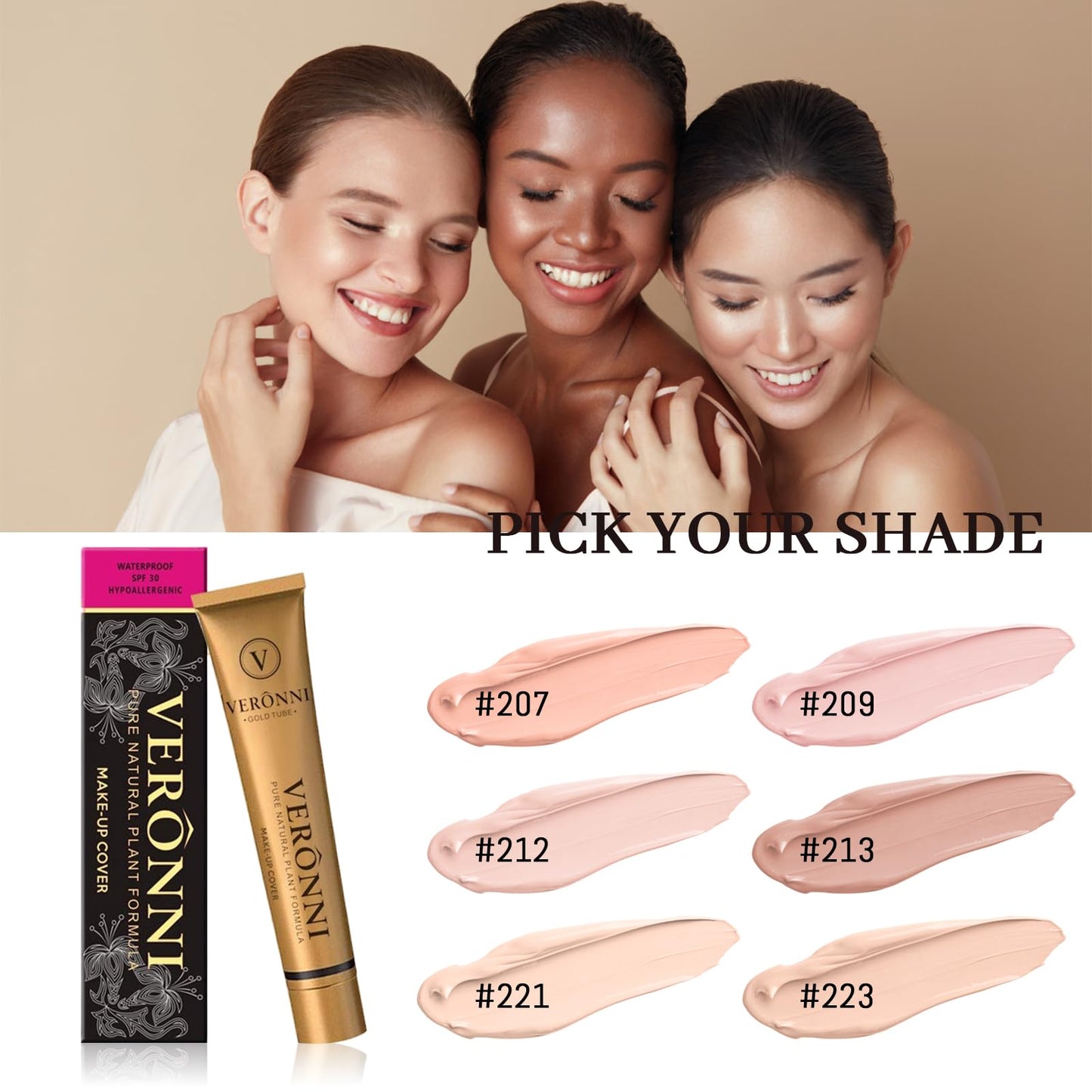 VERONNI Makeup Cover Concealer Makeup Cover Up Waterproof Foundation Amazing Scar Make Up Concealer SPF 30 1.1OZ/30g (209)