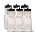 50 Strong Sports Water Bottles 6-Pack - Reusable 22 oz BPA-Free Plastic Bottles with Pull Top Cap - Made in USA - Top Rack Dishwasher Safe - Fits