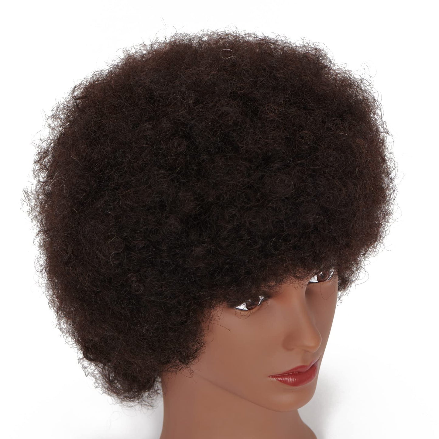 Hairingrid Mannequin Head African American with 100% Human Hair Cosmetology Afro Hair Manikin Head for Practice Styling Braiding and Free Clamp Holder