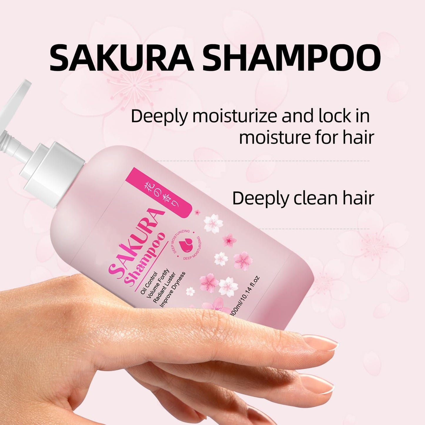 Sakura Shampoo + Conditioner Set, Japanese Shampoo,with Cherry Blossom Extract & Vitamin E, Clarifying - Volumizing Clarifying, Hydrating