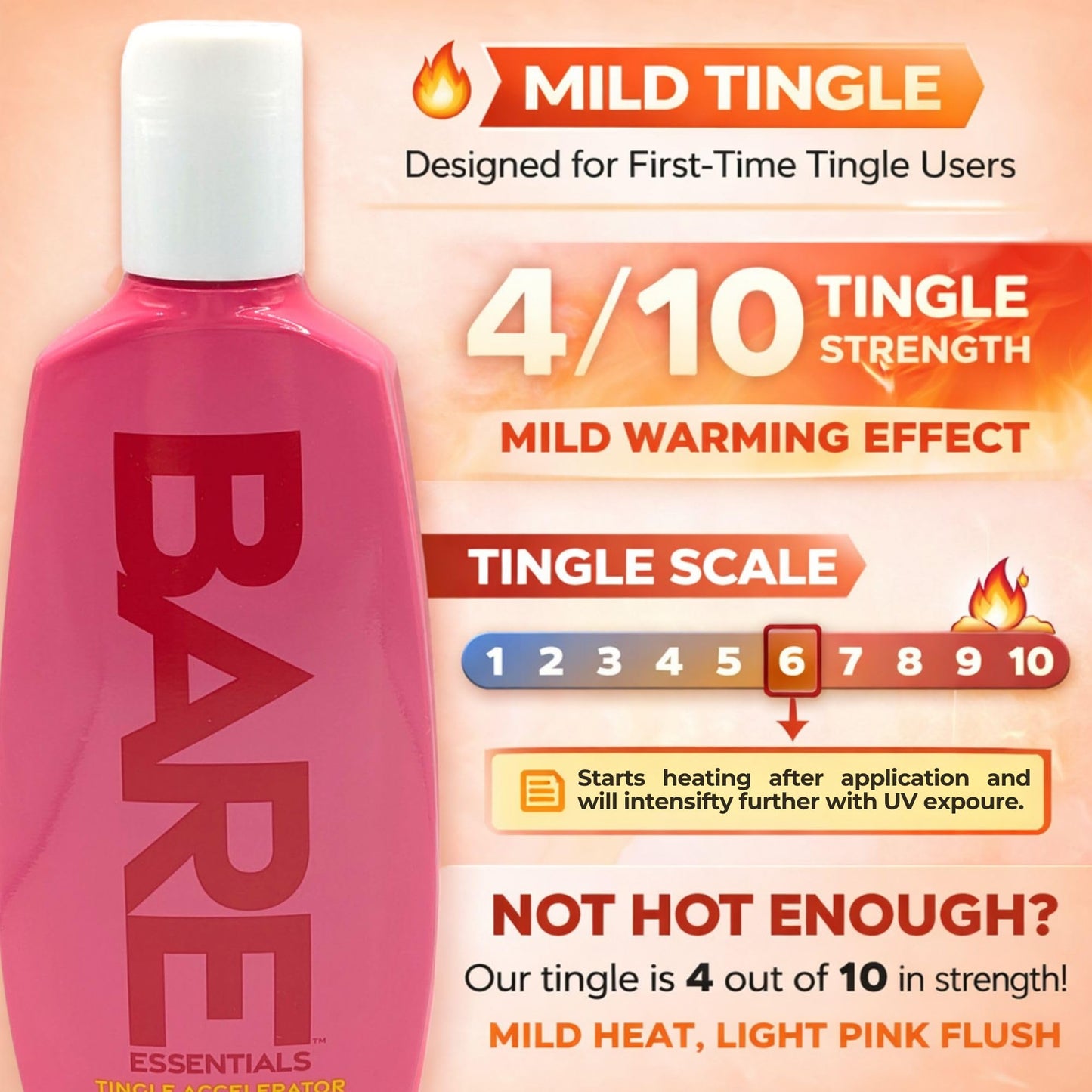 Pro Tan BARE Essentials Tingle Accelerator Tanning Lotion 8.5 fl oz - Vegan DHA, Bakuchiol, Aloe, Coconut Oil, Jojoba & Vitamins B C E - Indoor