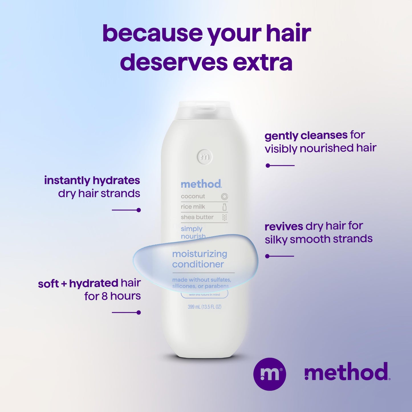 Method Moisturizing Conditioner, Simply Nourish - Revitalizes Dry Hair, Safe for Color-Treated Hair - Sulfate Free and Cruelty Free - 13.5 oz Beauty and Personal Care Method