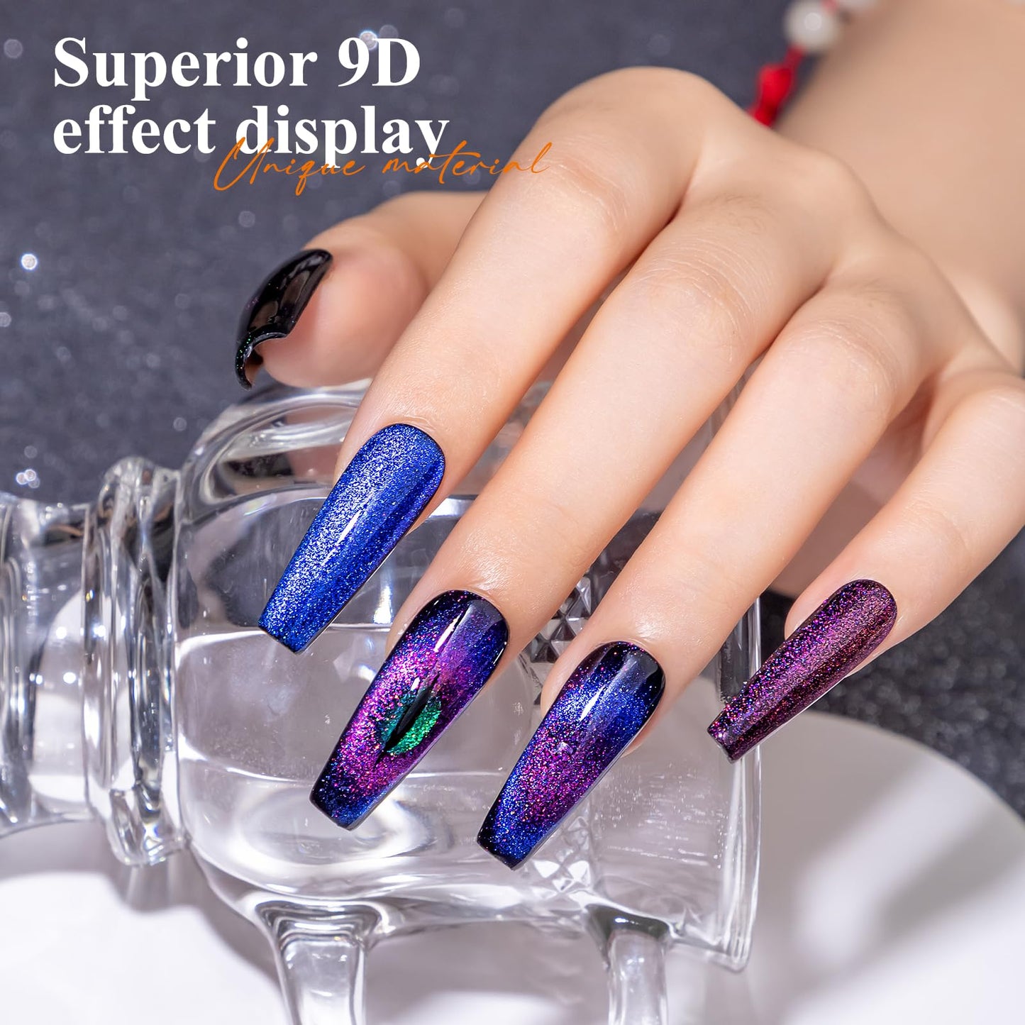 MIZHSE 9D Cat Eye Gel Nail Polish, Magnetic Cat Eye Gel Polish Set, 10ml*6 with 2 Magnets, Classic Colors Chameleon Magic Galaxy Effect Soak off Nail