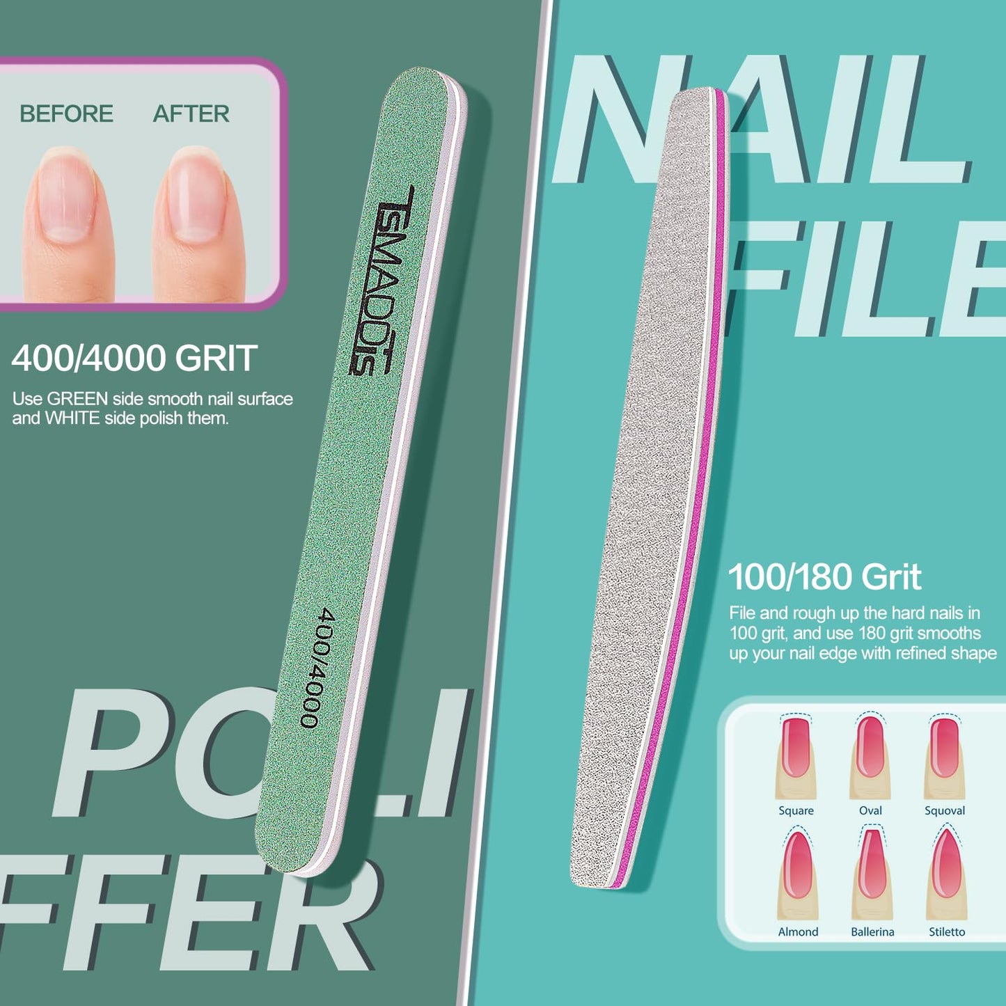 TsMADDTs Nail Buffers and Files Set with Buffer Blocks, Cuticle Trimmer, Pusher and Cuticle Oil, Nail Care Kit for Women Beauty and Personal Care TsMADDTs