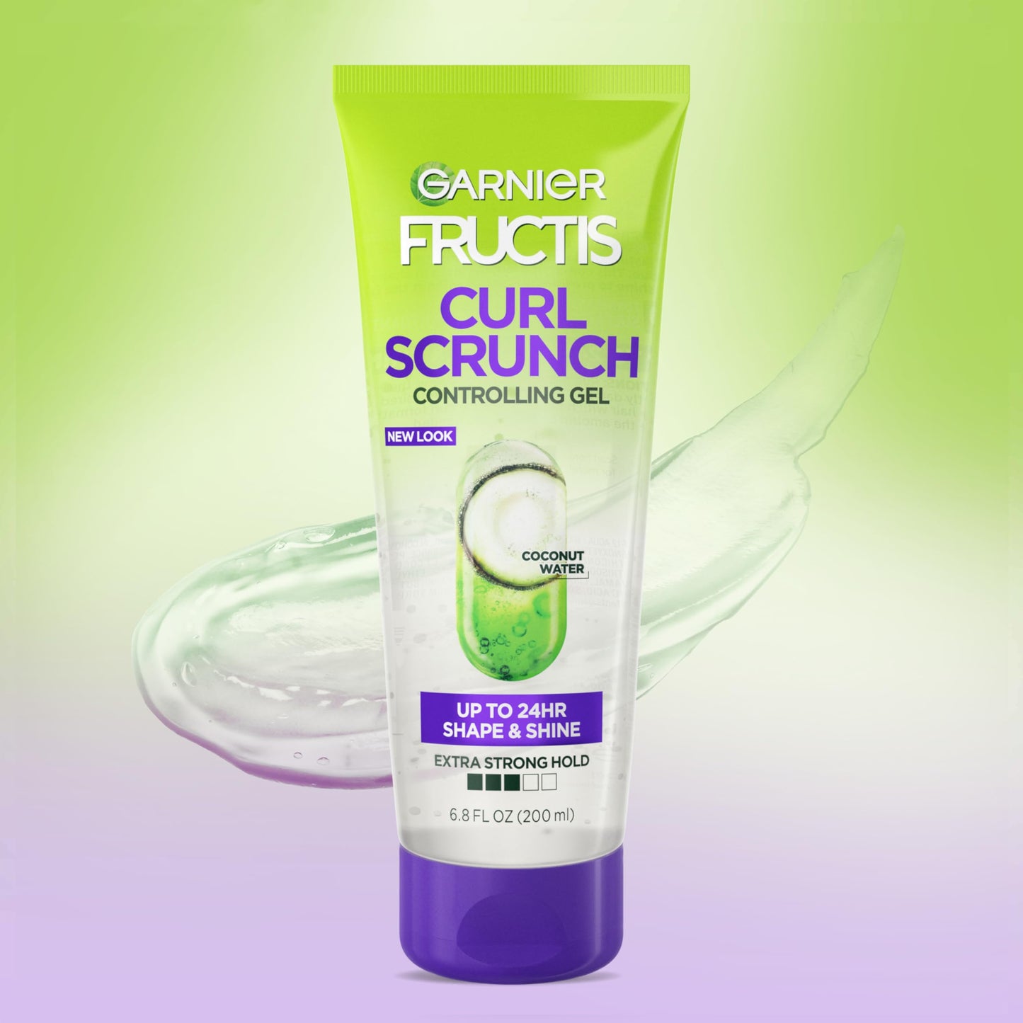Garnier Fructis Style Curl Scrunch Controlling Gel for Shape & Shine, 6.8 Fl Oz, 3 Count (Packaging May Vary)