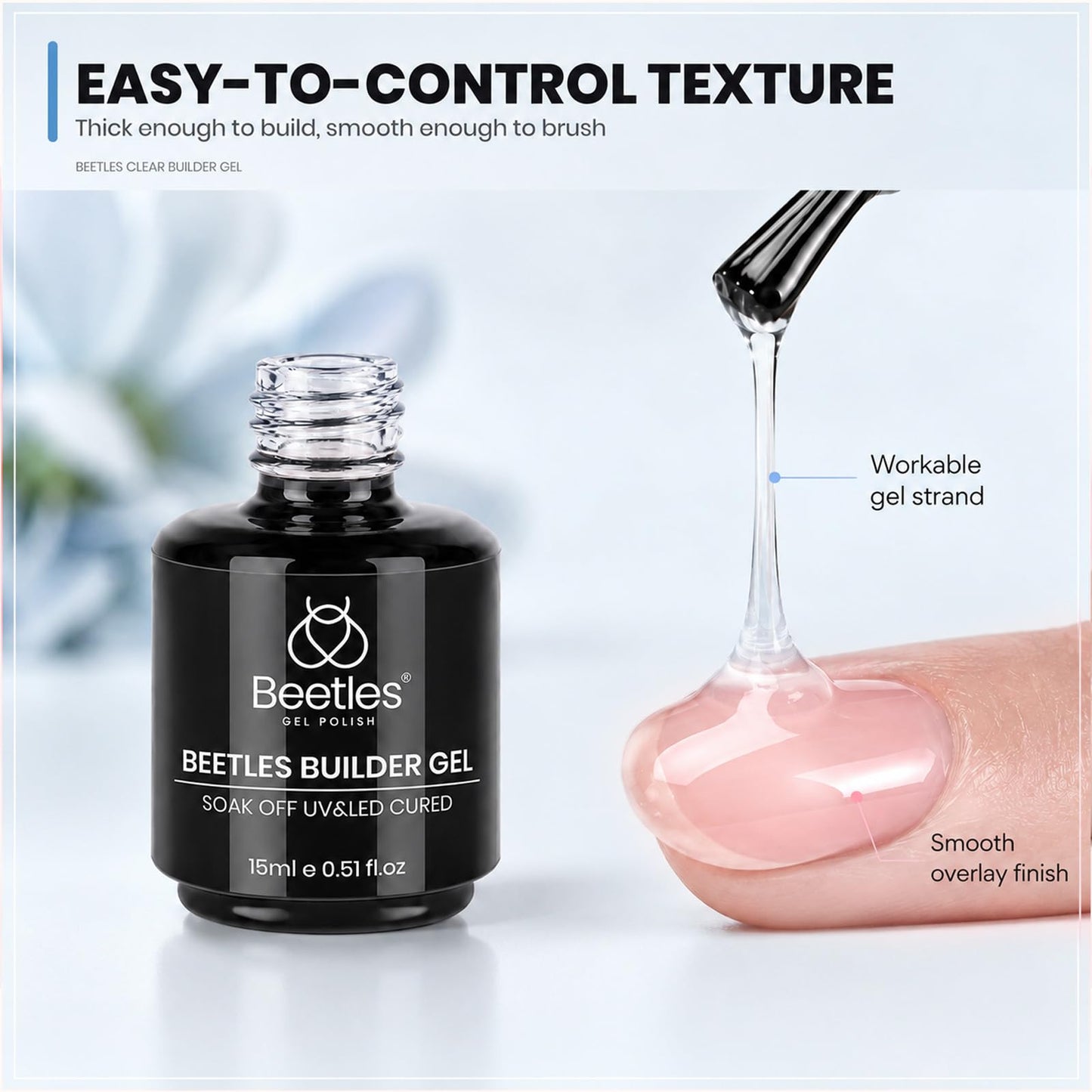 Beetles Builder Gel for Nails Hema Free, 2PCS 7 in 1 Builder Strengthener Gel Spring Lavender Glitter Pastel Purple for Nail Apex and Nail Extension Beauty and Personal Care beetles Gel Polish
