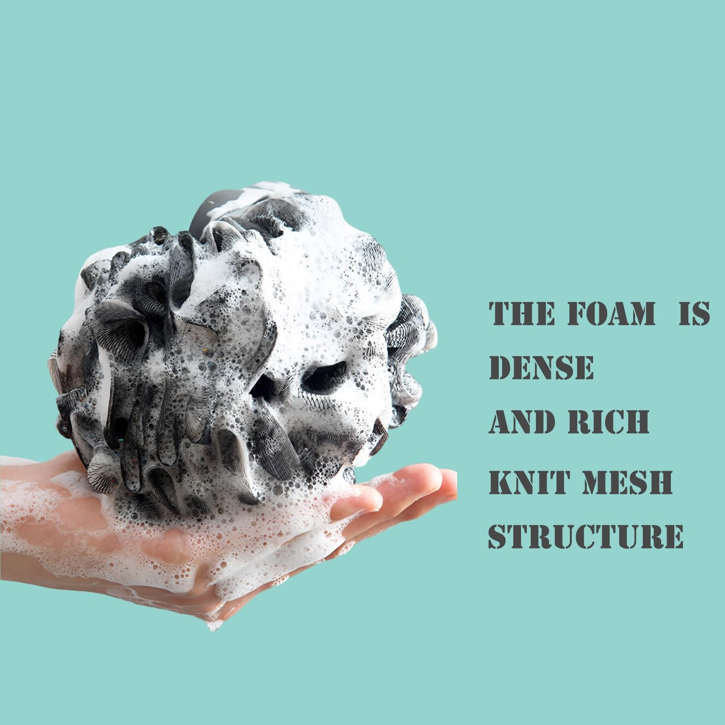 SEVENHEAD Bath Sponge Shower Loofahs, Gray, 50g/Piece, Mesh Pouf Bath Scrunchies Body Wash Puff(Set of 4)