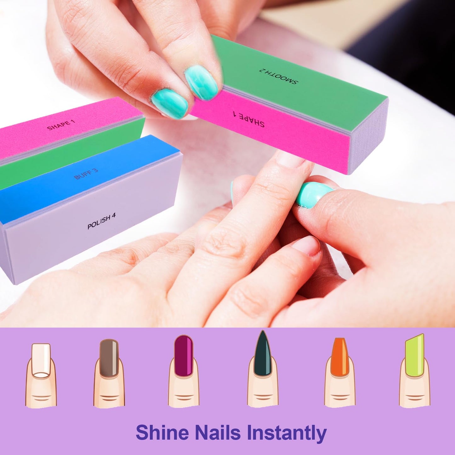 4 Way Nail Buffer Block (4 Pcs), Nail Shine Buffers Blocks Files for Natural and Acrylic Nails Smoother Buffing Block Polisher Fingernail File Buffer Beauty and Personal Care HomeyEra