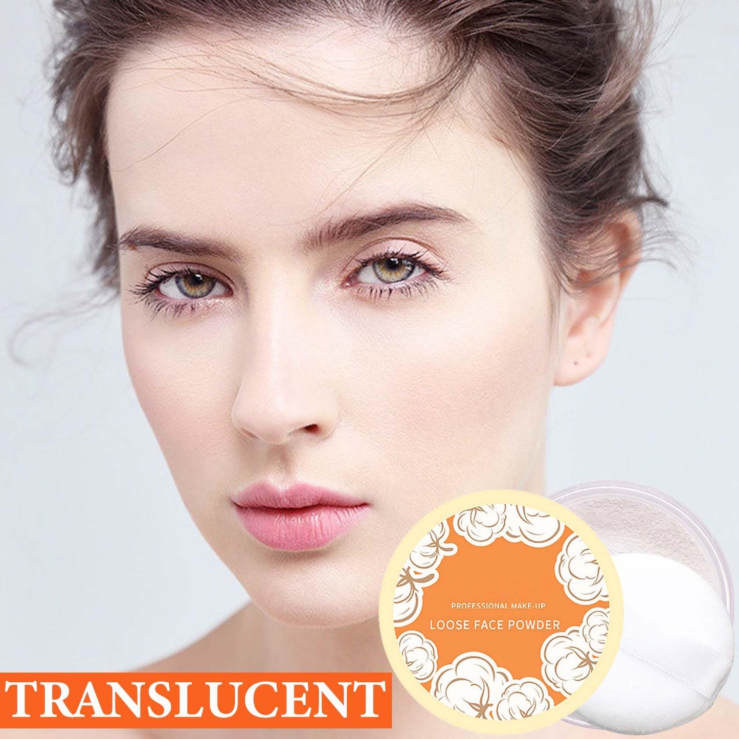 Oil Control Loose Face Powder,Translucent Setting Powder With a Powder Puff Long Lasting Makeup Covering Blemishes Brightens Skin Tone,Natural Matte