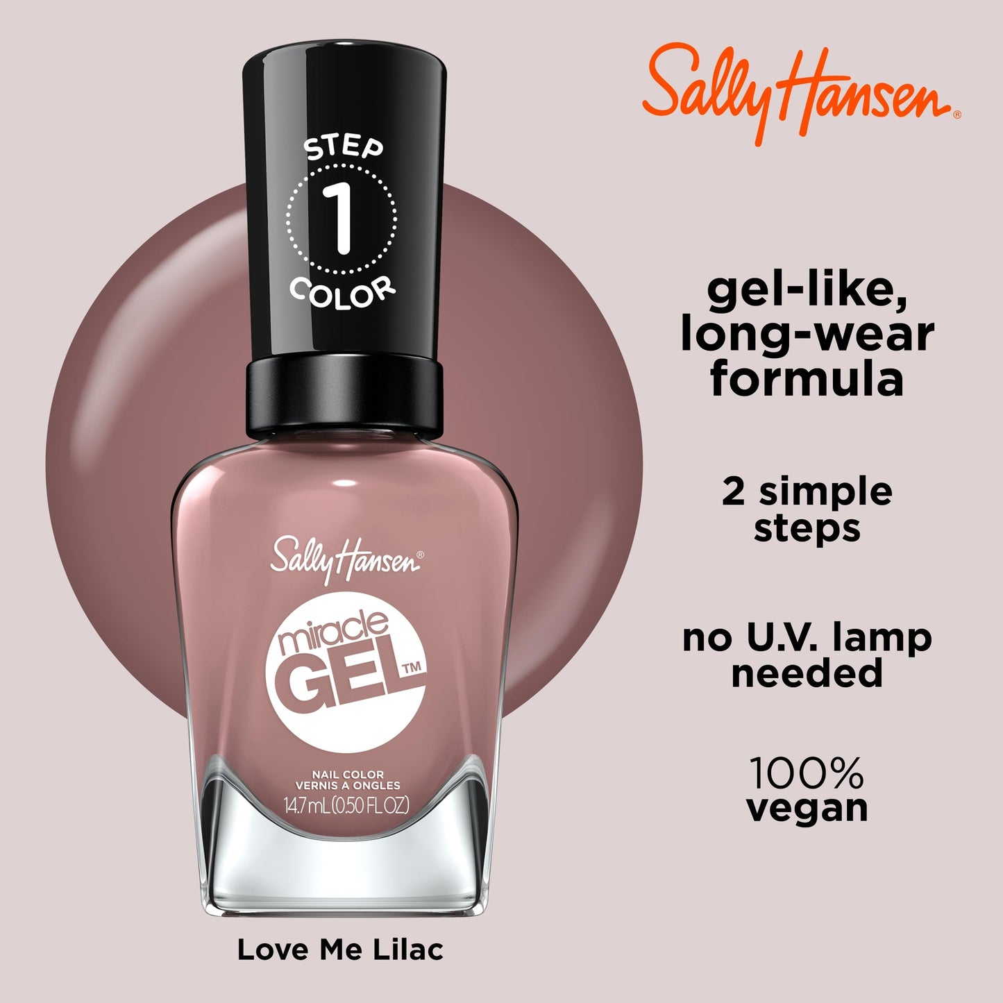 Sally Hansen Miracle Gel Salon Quality Nail Polish | Gel-Like Formula, Two-Step System, No UV Light Needed, Long Lasting | Semi-opaque | 494 Love Me Beauty & Personal Care Sally Hansen