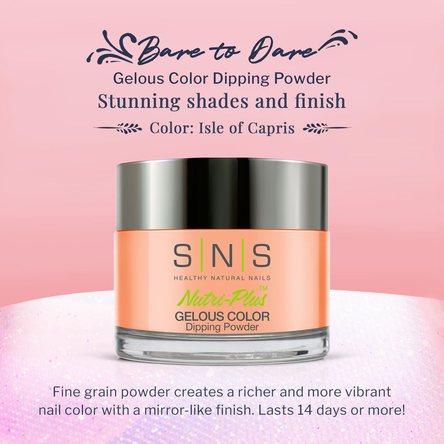 SNS Nail Dip Powder, Gelous Color Dipping Powder - Isle of Capris (Peach/Pastel, Shimmer) - Long-Lasting Acrylic Nail Color & Polish Lasts 14 Days Beauty & Personal Care SNS Healthy Natural Nails