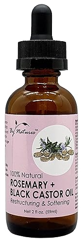 By Natures 100% Natural Rosemary + Black Castor Oil 2 Fl Oz (Pack of 2)