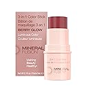 Mineral Fusion 3-in-1 Color Stick - Hydrating Tinted Cream Blush for Cheeks, Lip and Eye - Natural Multi Use Makeup (Berry Glow)