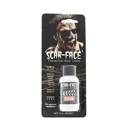 Flesh Scar Face Theatrical Liquid Latex 1 oz - Body Paint, Ammonia Free Ideal for Art, Halloween, Theater, Parties, and Cosplay