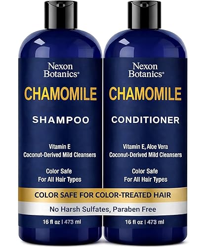 Chamomile Shampoo and Conditioner Set 16 fl oz - No Harsh Sulfates, Clarifying for Oily Dry and Frizzy Hair - Color Safe - Champu de Manzanilla