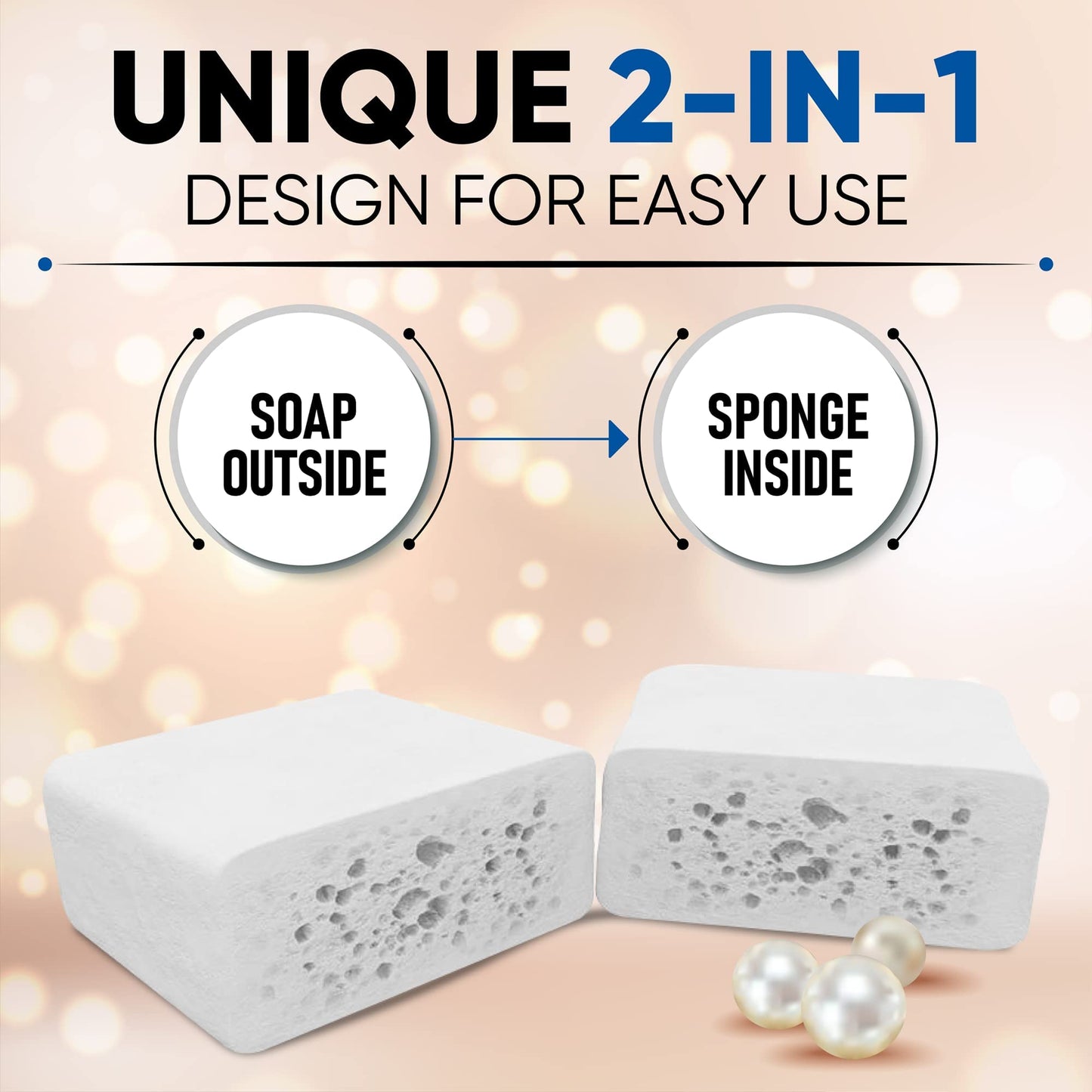 T.Taio Esponjabon Mother of Pearl Soap Sponge - Cleansing Shower Scrubber - Cleaning Bath Wash Scrub - Oil Removal - Massage & Lather Foot, Elbow,