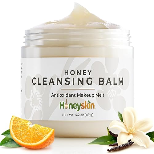 Honeyskin Honey Cleansing Balm Makeup Remover - Face and Eye Makeup Remover for Sensitive Skin Face Wash - Hydrating Facial Cleanser and Gentle