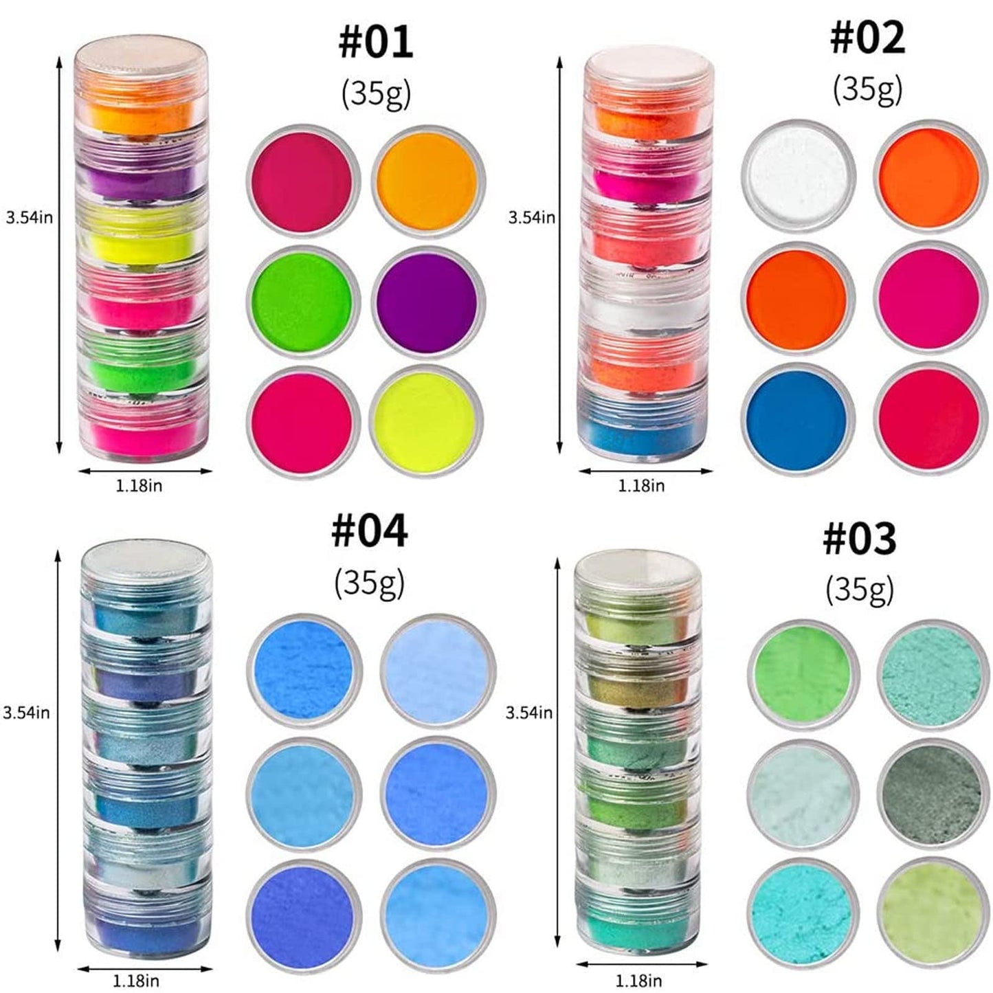 DAGEDA 24 Color Pigment Nail Powder Dust, Colorful Iridescent Glitter Ultrafine Luminous Pearlescent High-Gloss Halo Powder, 3D DIY Nail Art