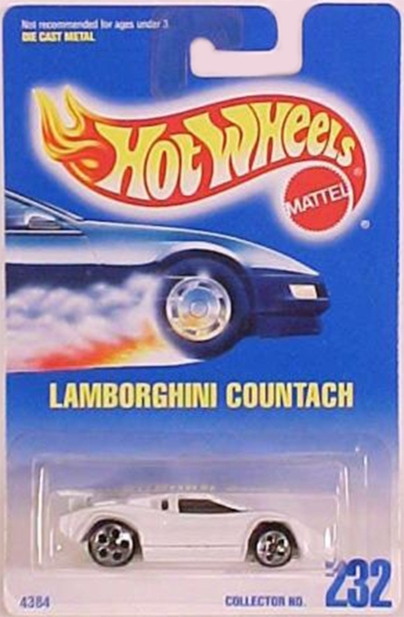 Hot Wheels Lamborghini Countach White 1:64 Scale Collectible Die Cast Car #232