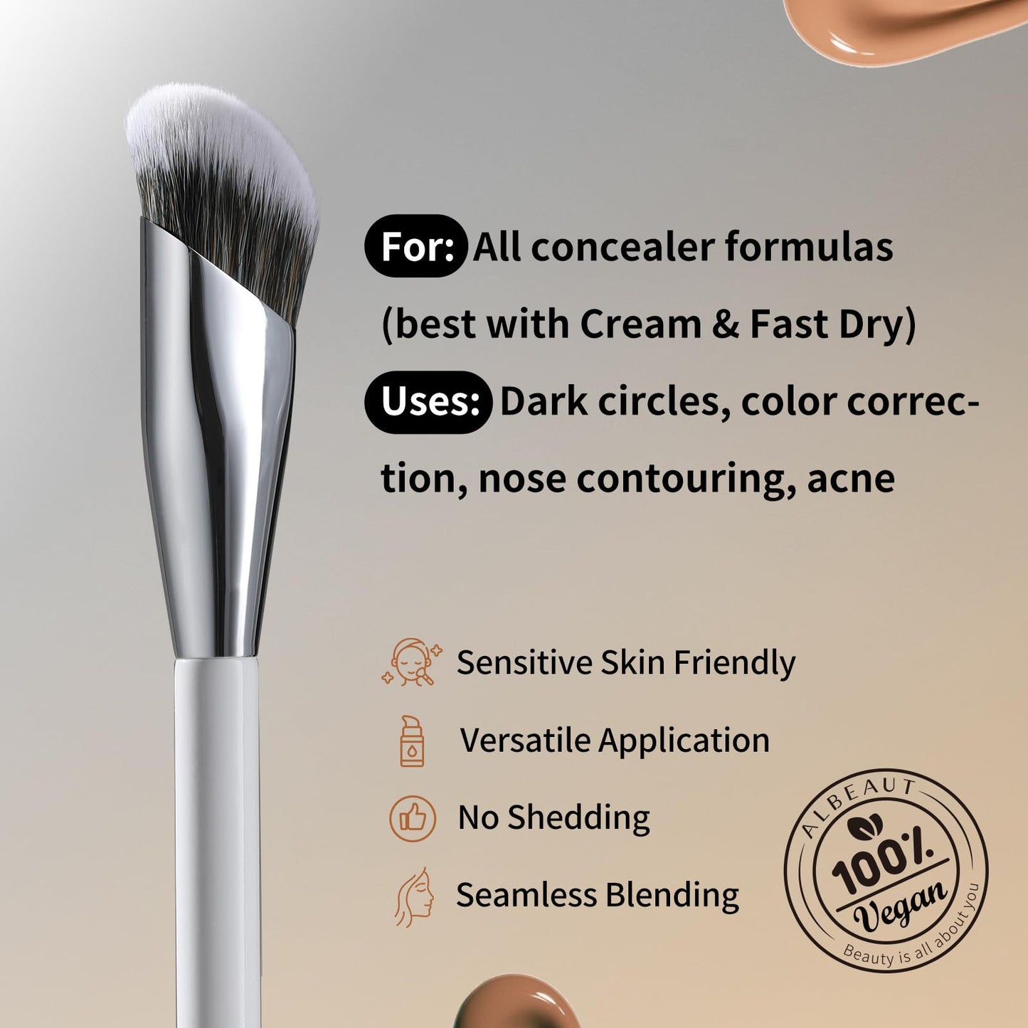 Albeaut Concealer Makeup Brushes 2 PCS Angled Brushes for Liquid, Cream, Stick Concealer Foundation Nose Contour Eyeshadow Blending(193-2pcs) Beauty and Personal Care ALBEAUT