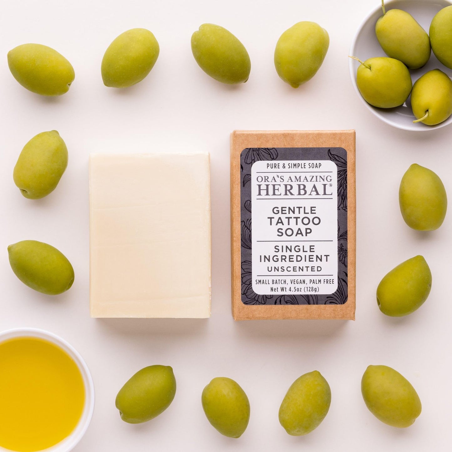 Tattoo Soap, Unscented, Made in the USA, Ora’s Amazing Herbal Beauty & Personal Care Ora's Amazing Herbal