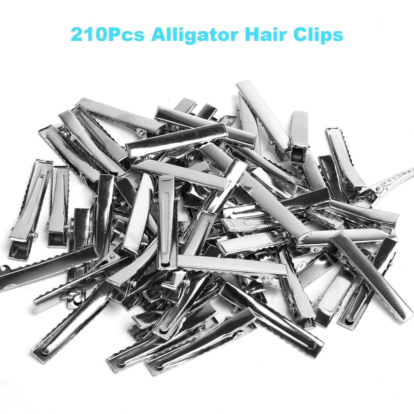 Alligator Hair Clips, 210 PCS Single Prong Metal Clips for Hair Bows and Crafts - Silver Flat Gator Clips in Bulk DIY Supplies for Accessory Making