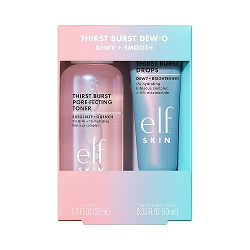 e.l.f. SKIN Thirst Burst Dew-O, Travel-Sized Skincare Set, Exfoliating Facial Toner & Hydrating Serum Drops, Gives Skin A Dewy, Bouncy Glow, Vegan