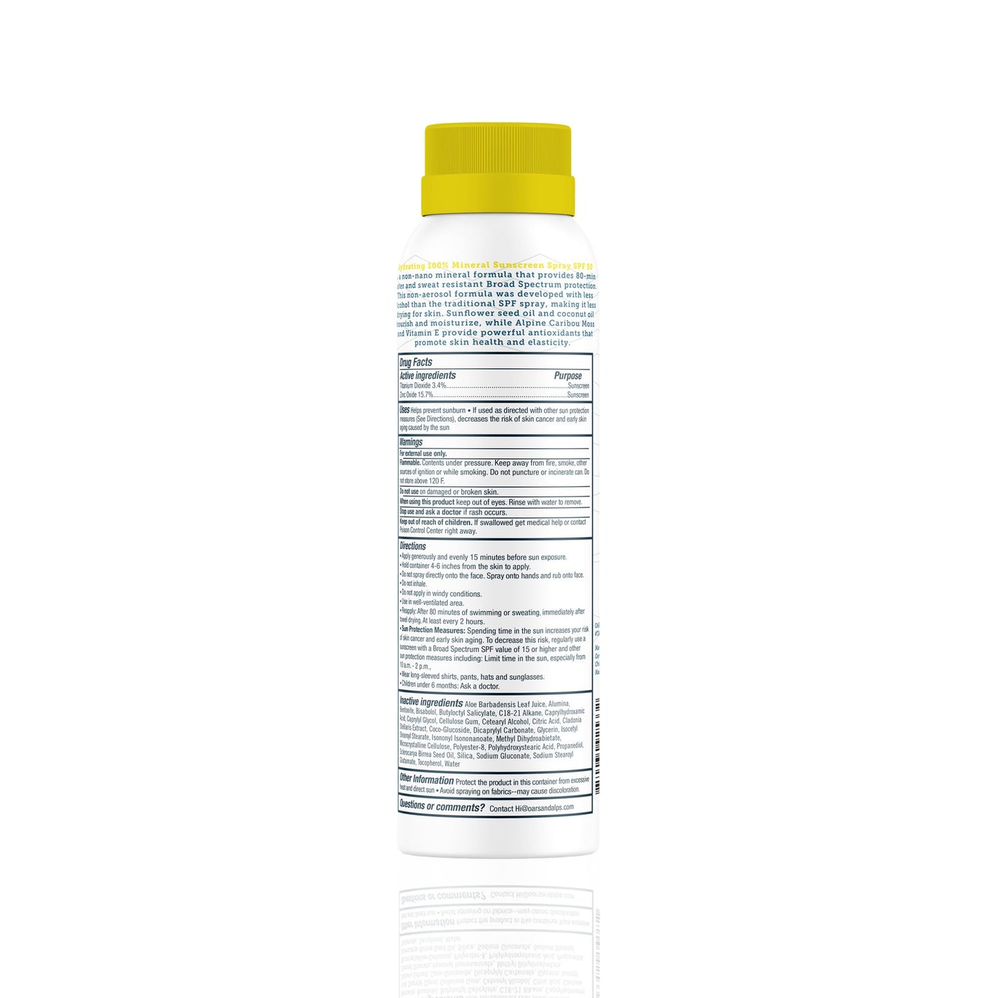 Oars + Alps 100% Mineral Sunscreen Spray for Face, SPF 50 Body Sunscreen Infused with Vitamin E & Antioxidants, All Skin Types, No White Residue