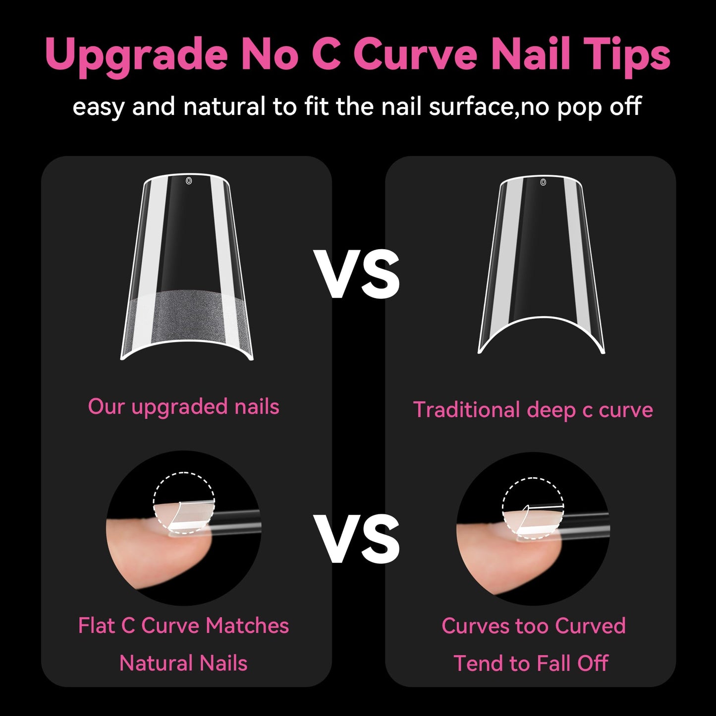UNA GELLA No C Curve Medium Square Nail Tips 216 Pcs Pre-file Half Cover Straight Square Gel Nail Tips Clear Fake Nails Tips Half Matte Long Lasting Beauty and Personal Care UNA GELLA