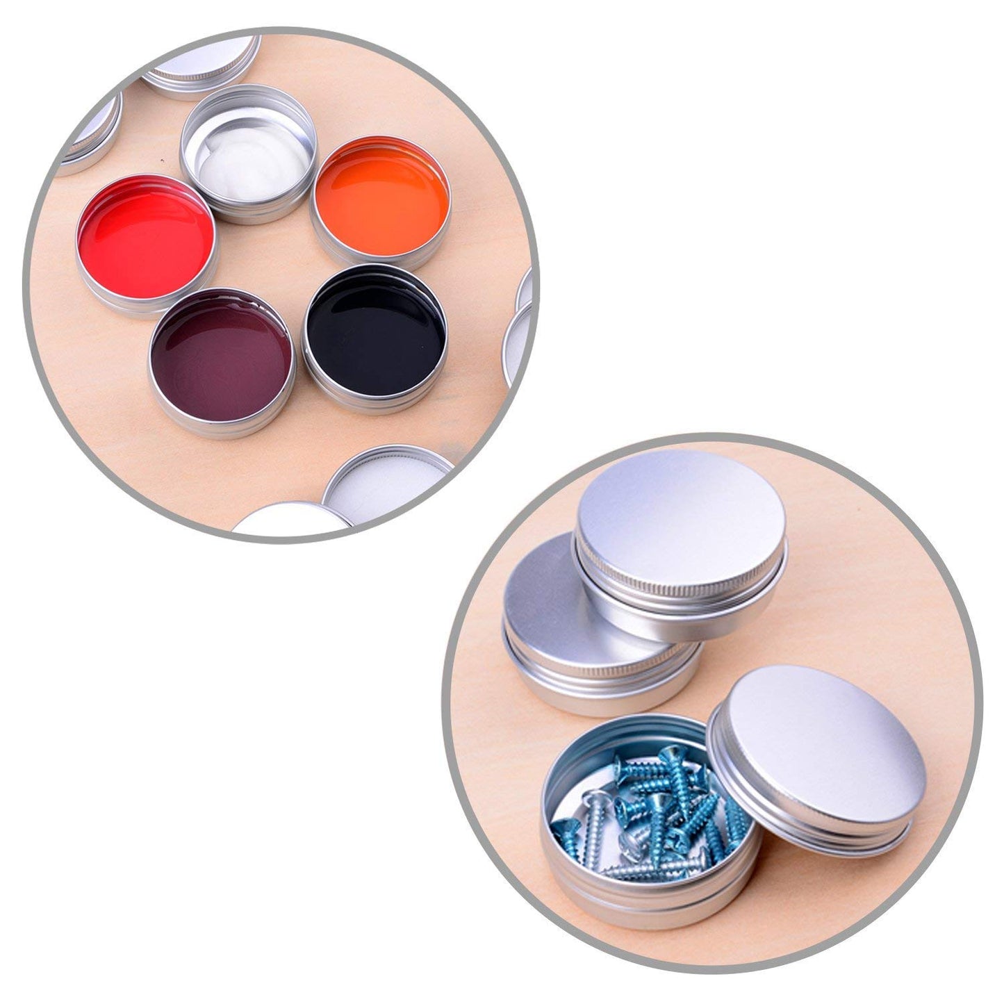30 ml?1 oz?24 Pack Silver Aluminum Round Lip Balm Tin Storage Jar Containers with Screw Cap for Lip Balm, Cosmetic, Candles