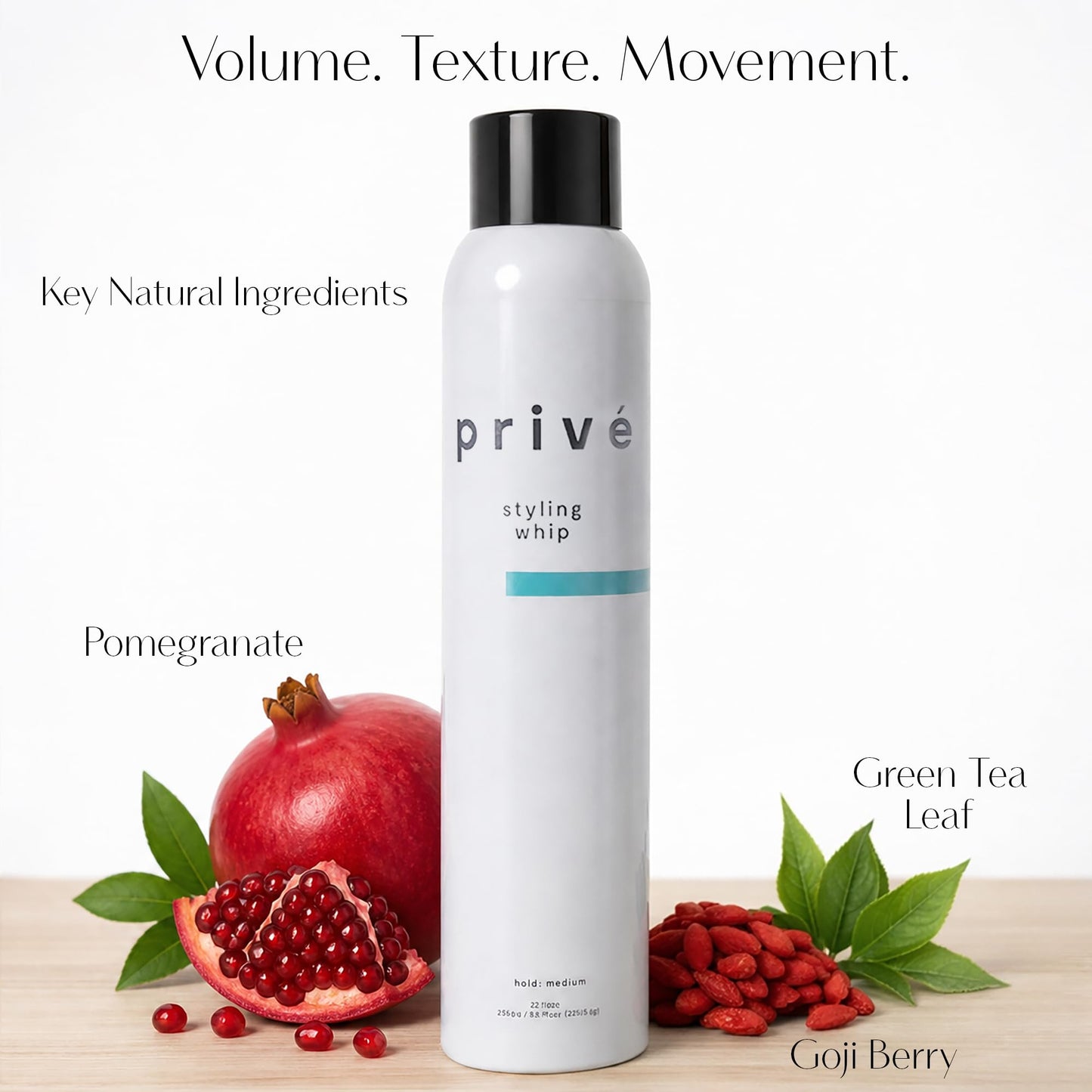 Privé Styling Whip Hair Mousse - Lightweight Foam for Volume, Body and Lift - Flexible Medium Hold with Frizz Control - Soft Touchable Finish
