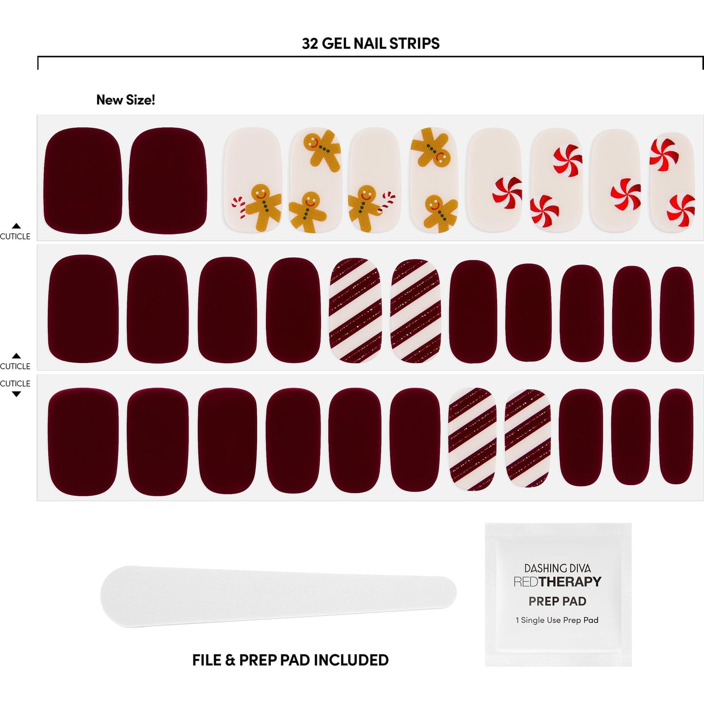 Dashing Diva Gloss Nail Strips - Jolly Good Fun | UV Free, Chip Resistant, Long Lasting Gel Stickers | Contains 32 Wraps, 1 Prep Pad, 1 File Beauty & Personal Care Dashing Diva