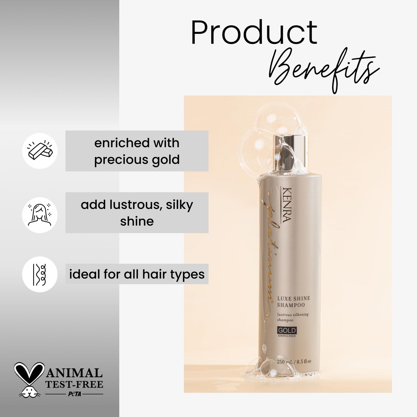 Kenra Professional Platinum Luxe Shine Shampoo | Gold Enriched | Lustrous Silkening Shampoo | Transforms Dull And Lifeless Strands To Glamorous