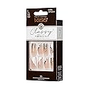 KISS Classy Premium Press On Nails, 'Gorgeous', White, Long Length, Square Shape, Includes 30 Fake Nails, 2g Pink Gel Nail Glue, 1 Manicure Stick, 1