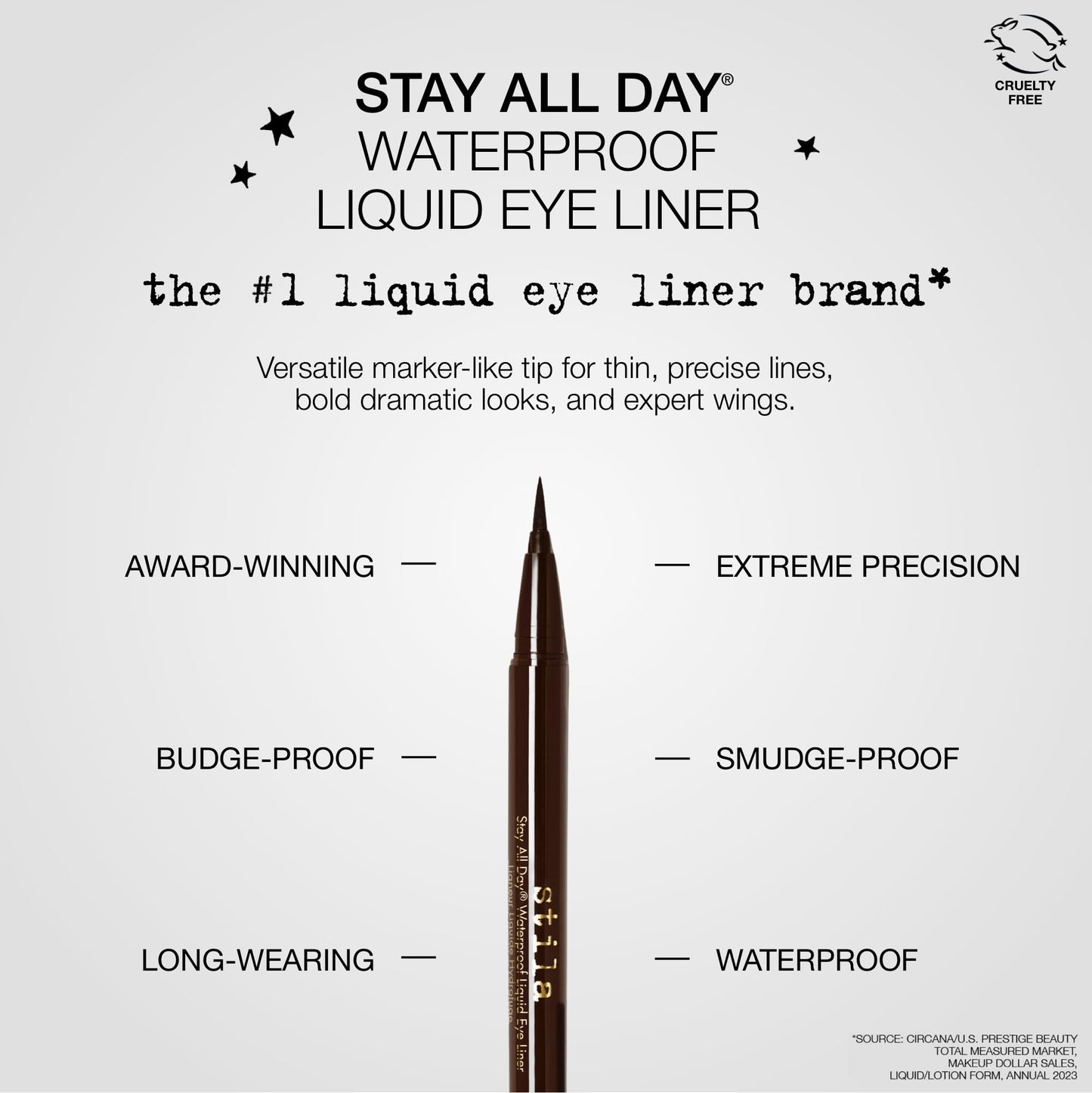 Stila Stay All Day Waterproof Liquid Eye Liner, Dark Brown, 1 Count (Pack of 1)