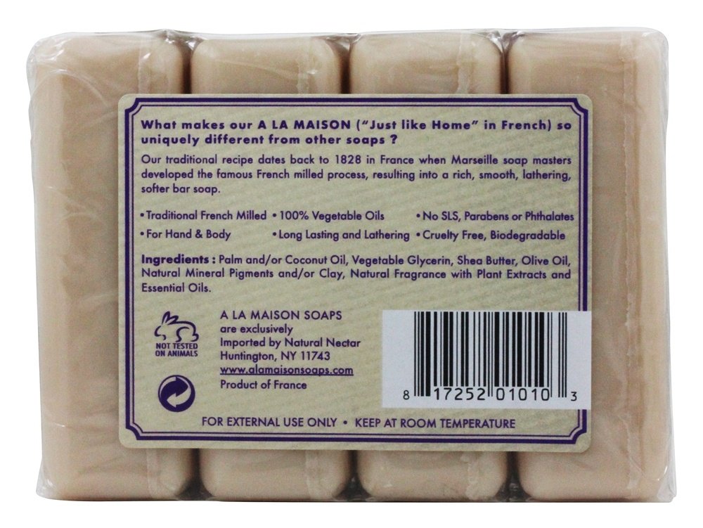 A LA MAISON - Lavender Aloe Bar Soap - Triple French Milled Natural Moisturizing Hand Soap Bar (4 Bars of Soap, 3.5 oz) Beauty & Personal Care A LA MAISON