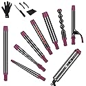 IG INGLAM Curling Iron Wand Set, 8 in-1 Interchangeable Ceramic Barrels with Infrared, Cucurbit, Tapered, Extended, 1in, 1 1/4 in, 3/4in Barrels